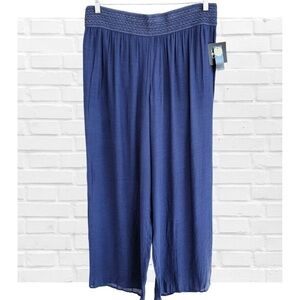 By and By Palazzo Wide Leg Pants Gauze Blue Plus Size Lagenlook Coastal XXL